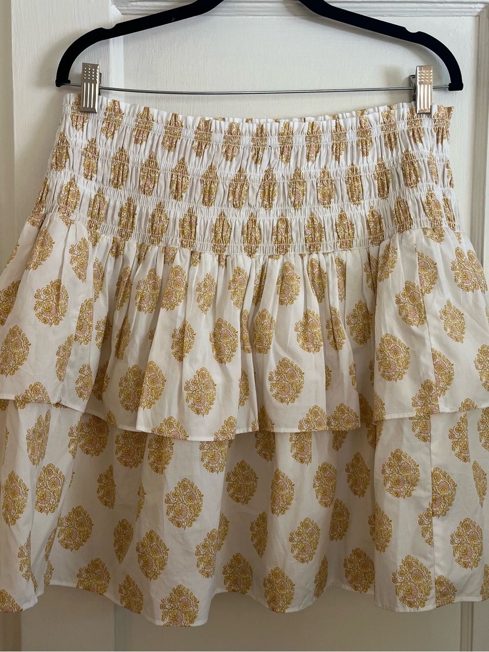 JCrew Block Print Smocked Tiered Mini Skirt - Picture 2 of 3